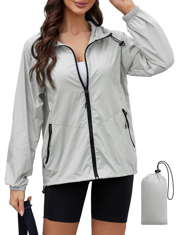 Packable Women's Lightweight Rain Jacket with Hood