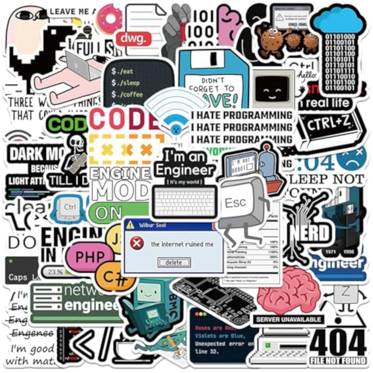 50 Pack Programming Stickers for Programmers