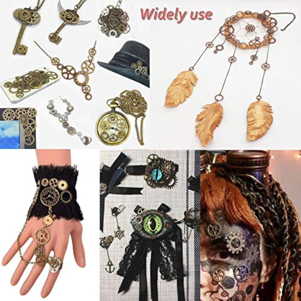 100 Grams Around 100 Pieces of Antique Metal Steampunk Gear Charms