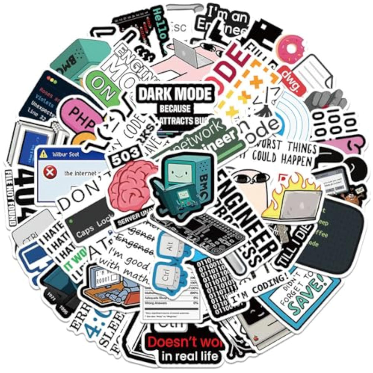 50 Pack Programming Stickers for Programmers