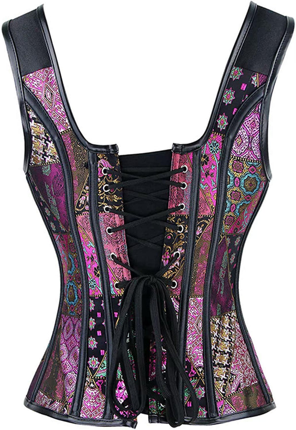 Women's Steampunk Brocade Gothic Corset Top with Buckle