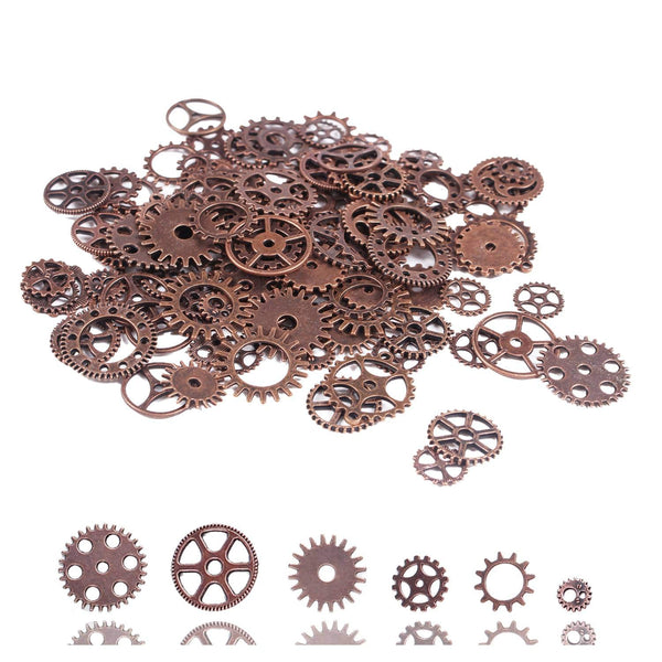 100 Grams Around 100 Pieces of Antique Metal Steampunk Gear Charms