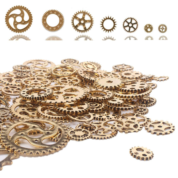 100 Grams Around 100 Pieces of Antique Metal Steampunk Gear Charms