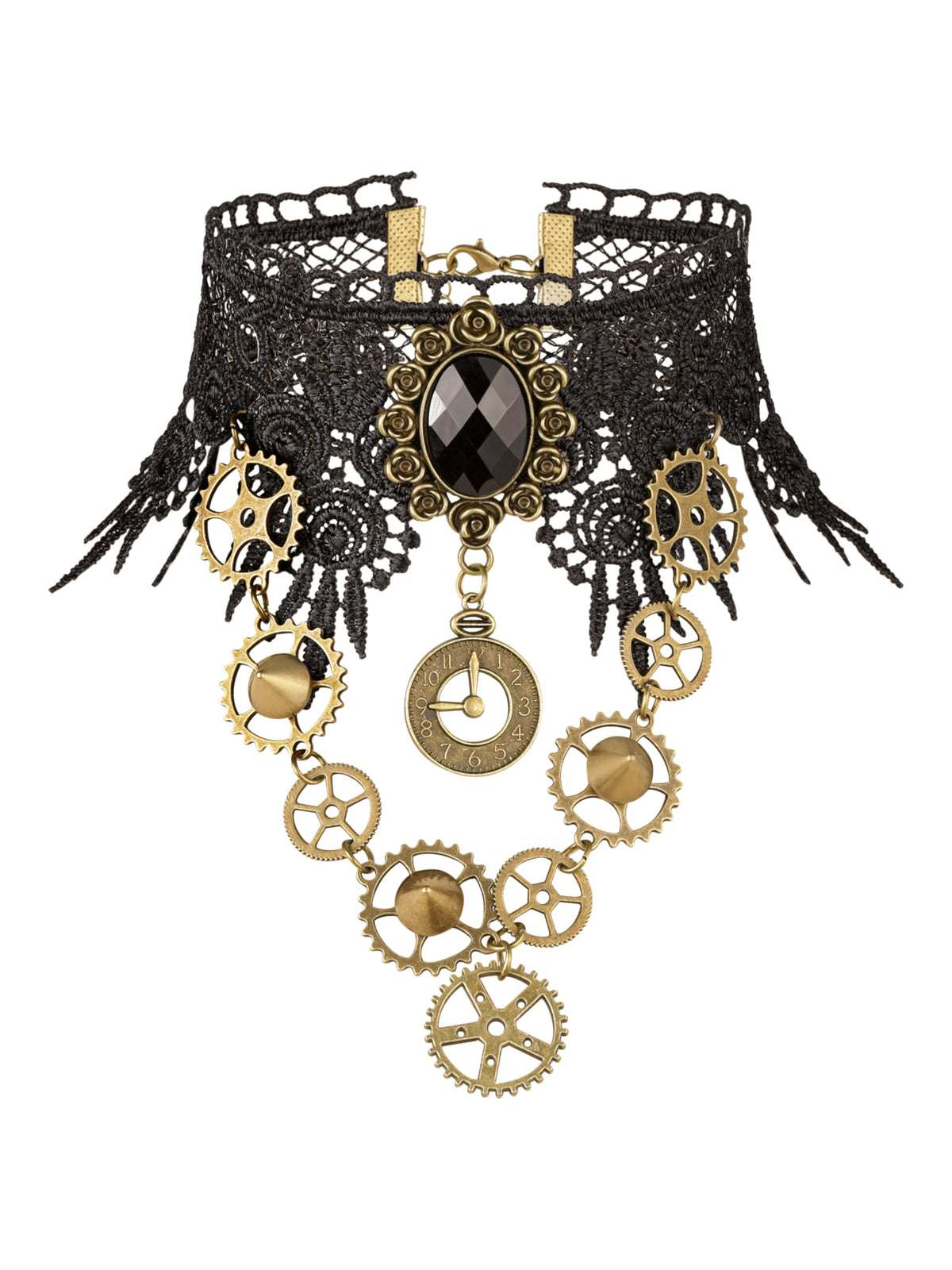 Gothic Black Steampunk Teardrop Lace Choker Necklace