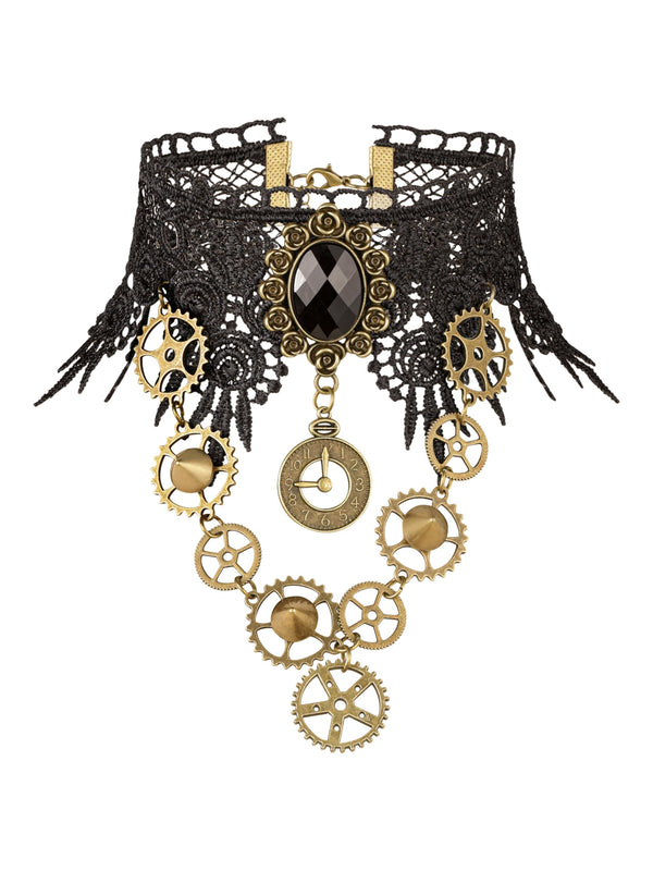 Gothic Black Steampunk Teardrop Lace Choker Necklace