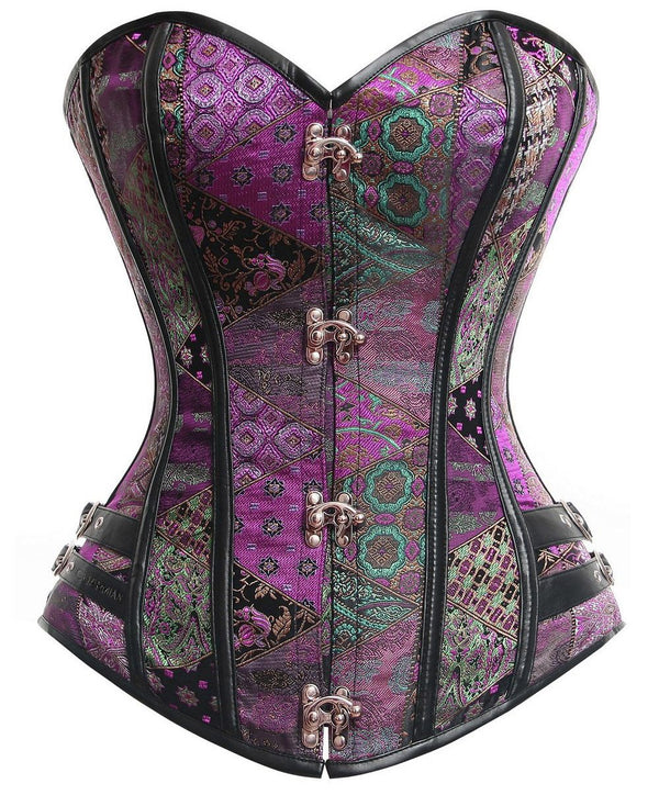Women's Steampunk Brocade Gothic Corset Top with Buckle