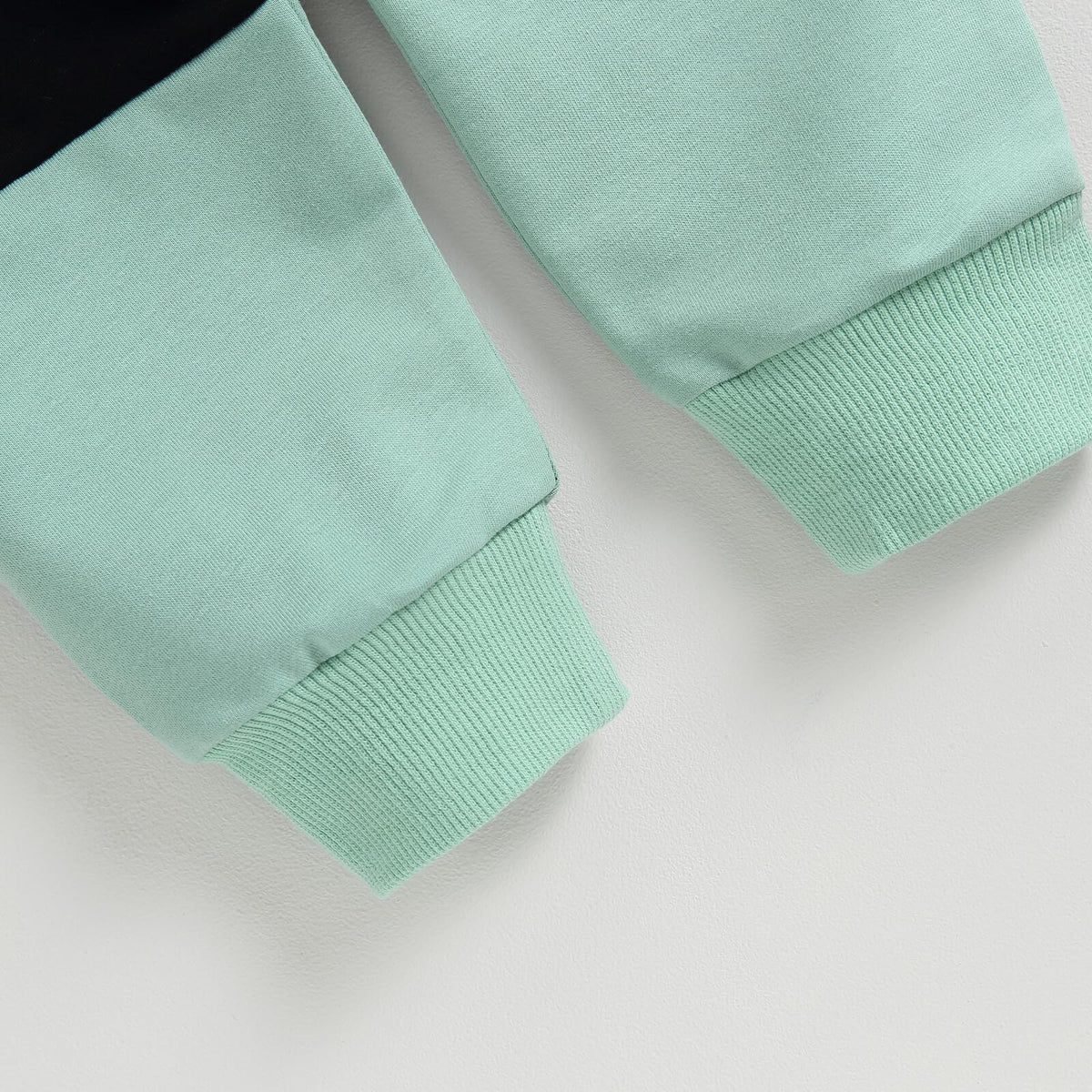 Toddler Color Block Sweatshirt and Jogger Set in Mint and Black