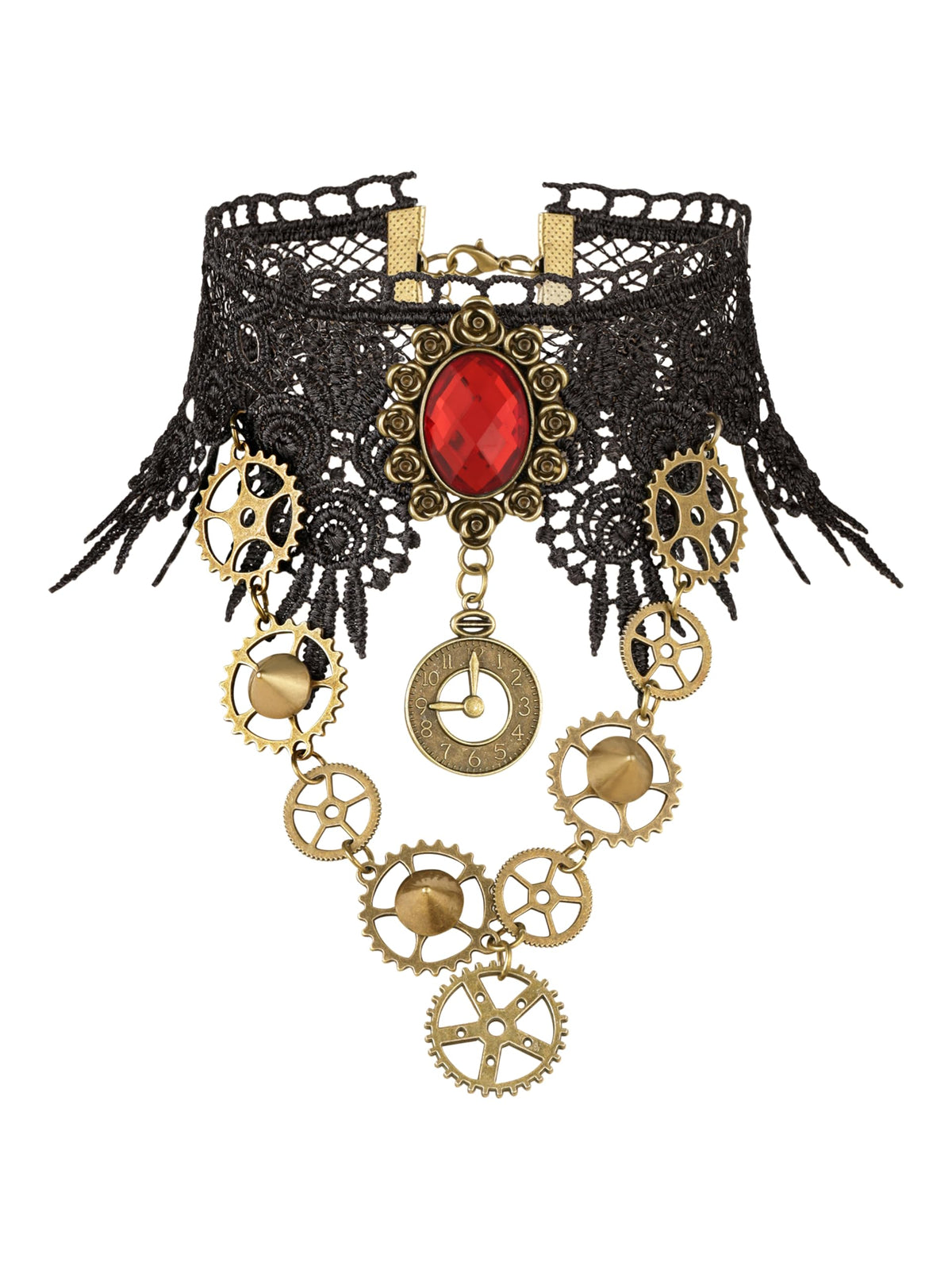 Gothic Black Steampunk Teardrop Lace Choker Necklace
