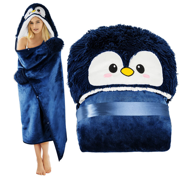 Wearable Hooded Blanket for Adults - Super Soft Warm Cozy Plush Flannel Fleece & Sherpa Hoodie Throw Cloak Wrap - Sloth