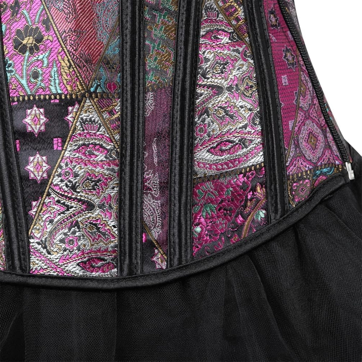 Women's Steampunk Brocade Gothic Corset Top with Buckle