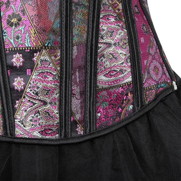 Women's Steampunk Brocade Gothic Corset Top with Buckle