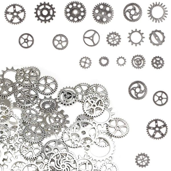 100 Grams Around 100 Pieces of Antique Metal Steampunk Gear Charms