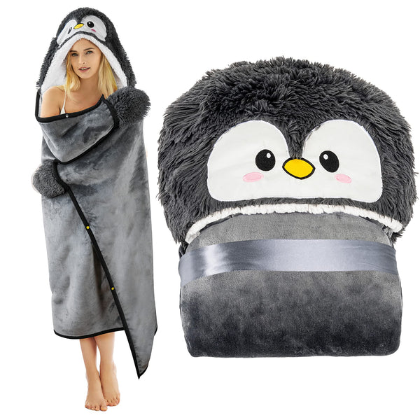 Wearable Hooded Blanket for Adults - Super Soft Warm Cozy Plush Flannel Fleece & Sherpa Hoodie Throw Cloak Wrap - Sloth