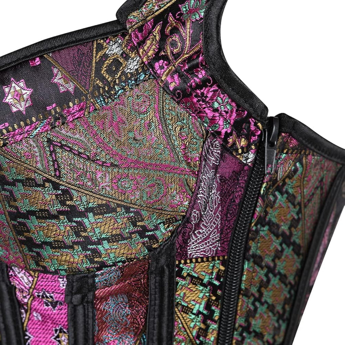 Women's Steampunk Brocade Gothic Corset Top with Buckle