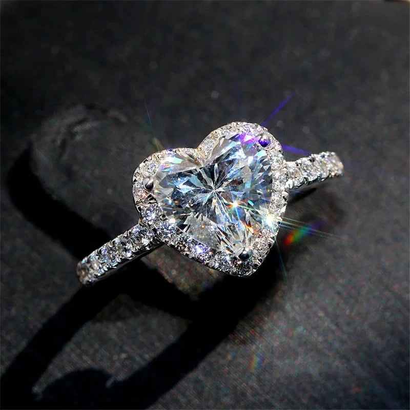 Luxury Silver Heart Ring