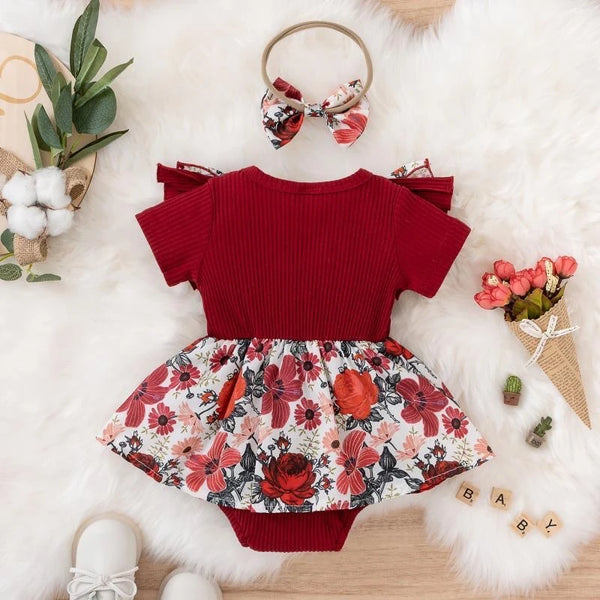 Baby Girl Summer Dress With Waist Bows and Headband