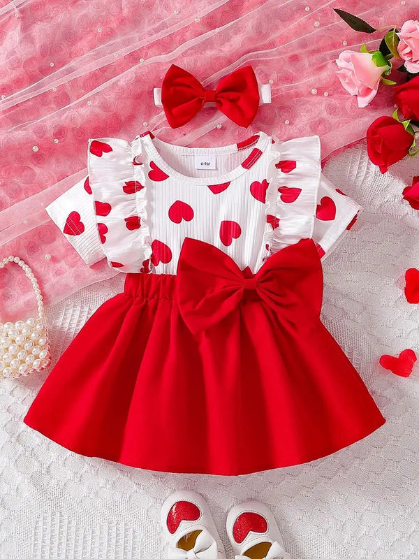 Cute Baby Girl One Piece Dress with Two Piece Look