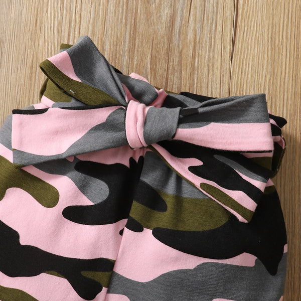 Long Sleeve Baby Girls Bodysuit with Camouflage Pants